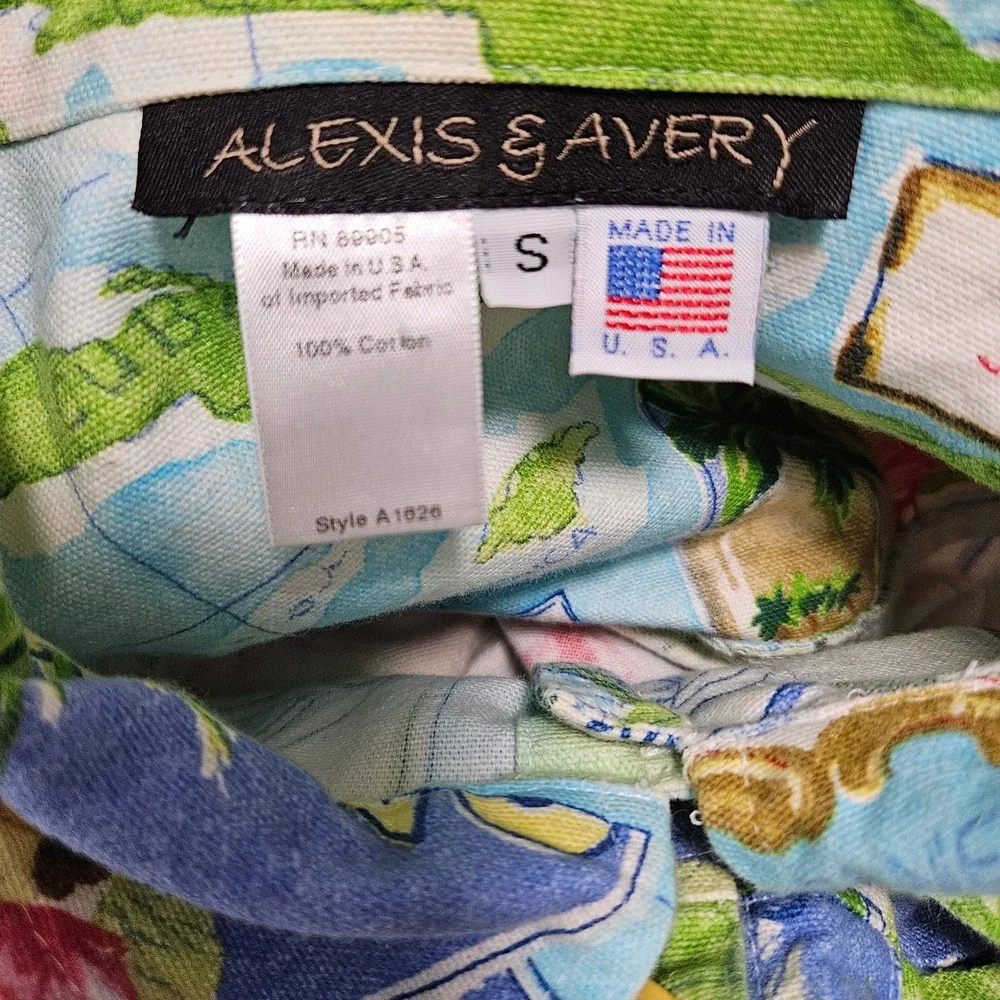 Alexis & Avery Women's Tropical Postcard Print Cotton Button Up Jacket Small